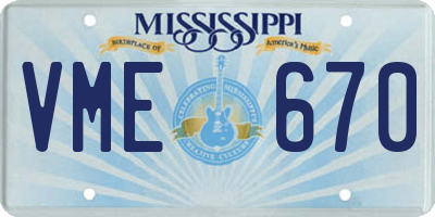 MS license plate VME670