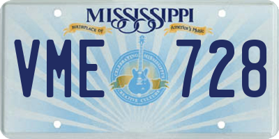 MS license plate VME728