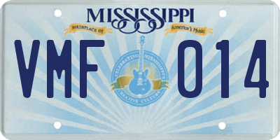 MS license plate VMF014