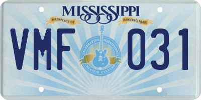 MS license plate VMF031