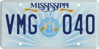 MS license plate VMG040