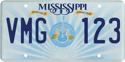 MS license plate VMG123