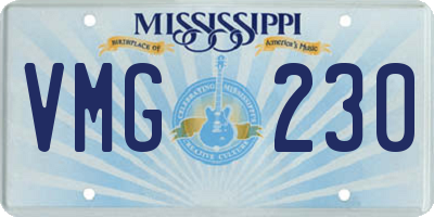 MS license plate VMG230