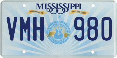 MS license plate VMH980