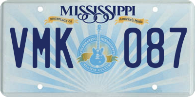 MS license plate VMK087