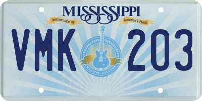 MS license plate VMK203