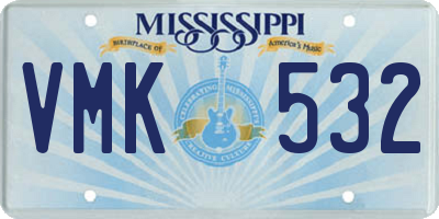 MS license plate VMK532