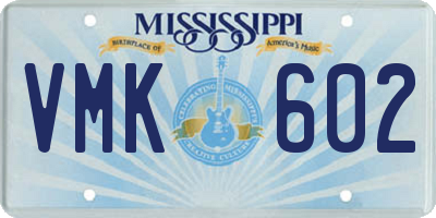 MS license plate VMK602