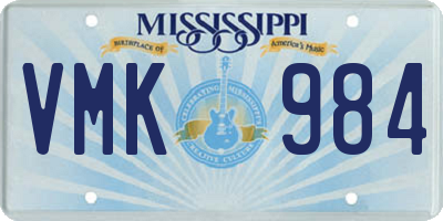 MS license plate VMK984