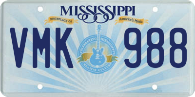 MS license plate VMK988