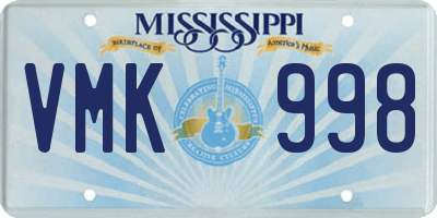 MS license plate VMK998