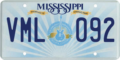 MS license plate VML092