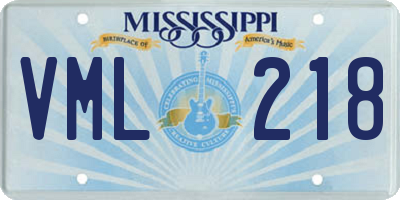 MS license plate VML218
