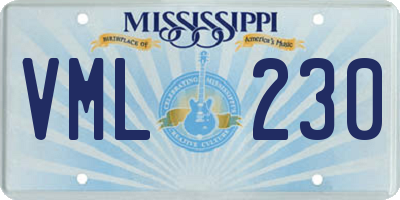 MS license plate VML230