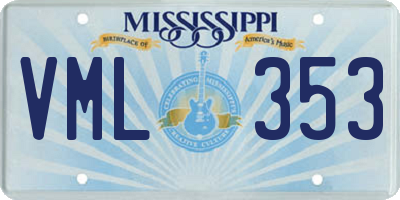 MS license plate VML353