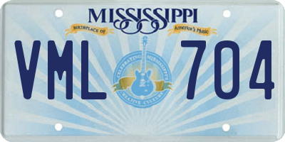 MS license plate VML704