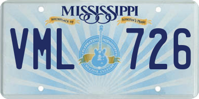 MS license plate VML726