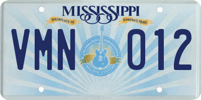 MS license plate VMN012