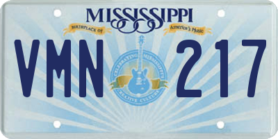 MS license plate VMN217