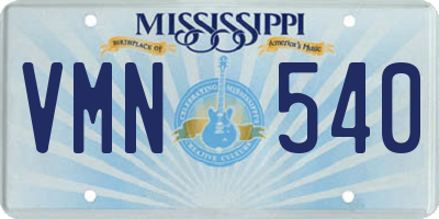 MS license plate VMN540