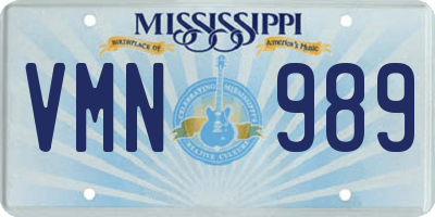 MS license plate VMN989
