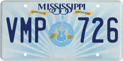 MS license plate VMP726
