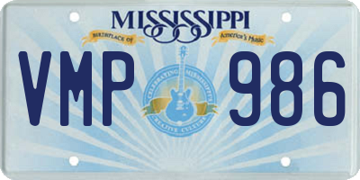 MS license plate VMP986