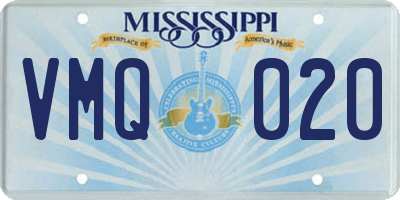 MS license plate VMQ020