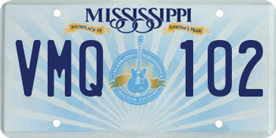 MS license plate VMQ102