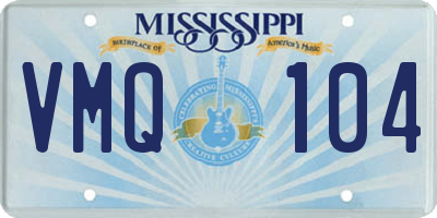 MS license plate VMQ104