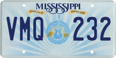 MS license plate VMQ232