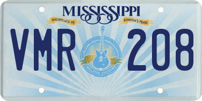 MS license plate VMR208