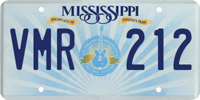 MS license plate VMR212