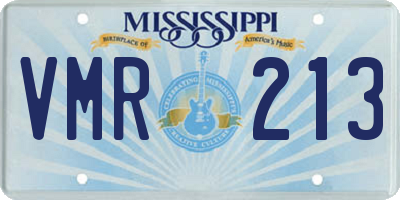 MS license plate VMR213