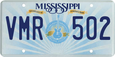MS license plate VMR502