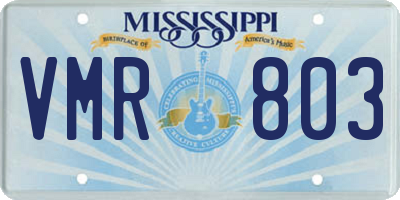 MS license plate VMR803