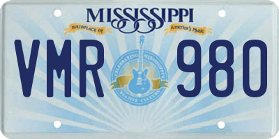 MS license plate VMR980