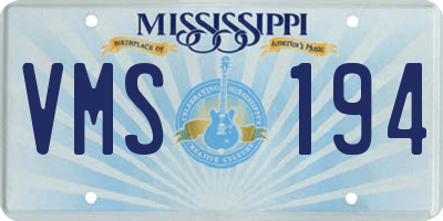 MS license plate VMS194
