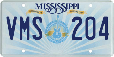 MS license plate VMS204
