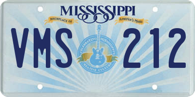 MS license plate VMS212