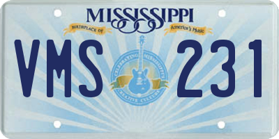 MS license plate VMS231