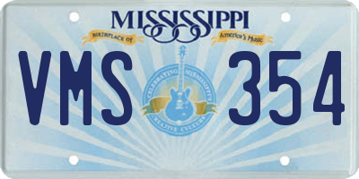 MS license plate VMS354