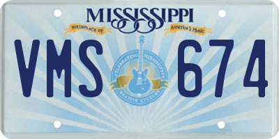 MS license plate VMS674