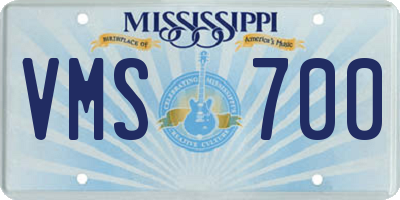 MS license plate VMS700