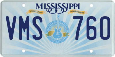 MS license plate VMS760