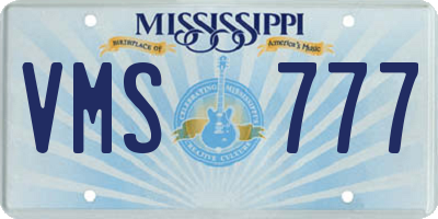 MS license plate VMS777