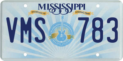 MS license plate VMS783