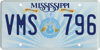 MS license plate VMS796