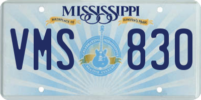 MS license plate VMS830