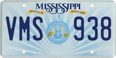 MS license plate VMS938